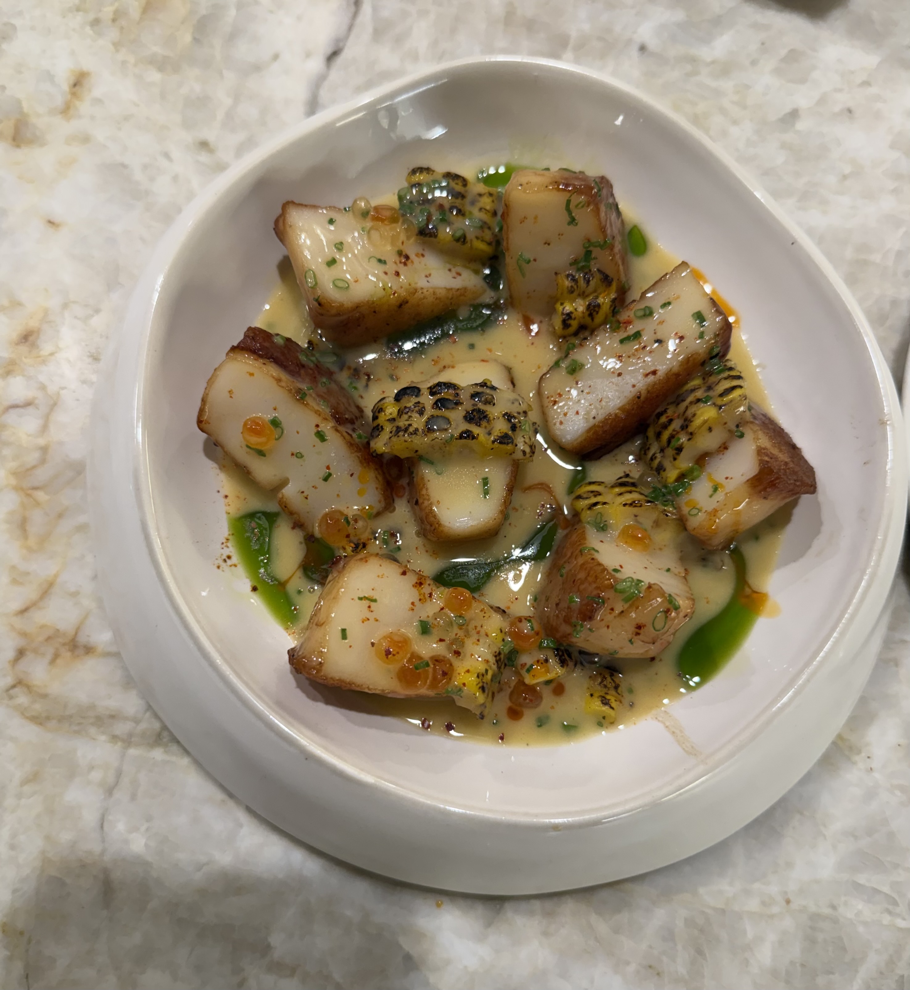 Gourmet entrée with garnish